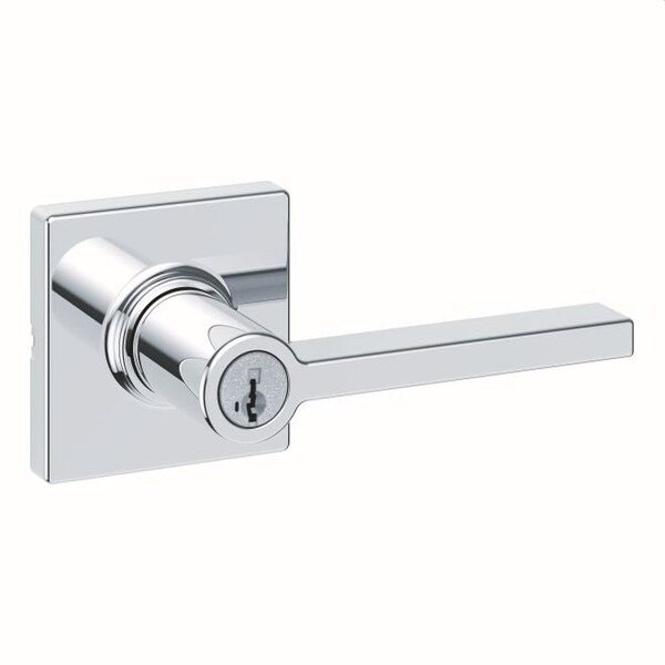 Casey Lever with Square Rose Entry Door Lock SmartKey with 6AL Latch, RCS Strike Bright Chrome Finish